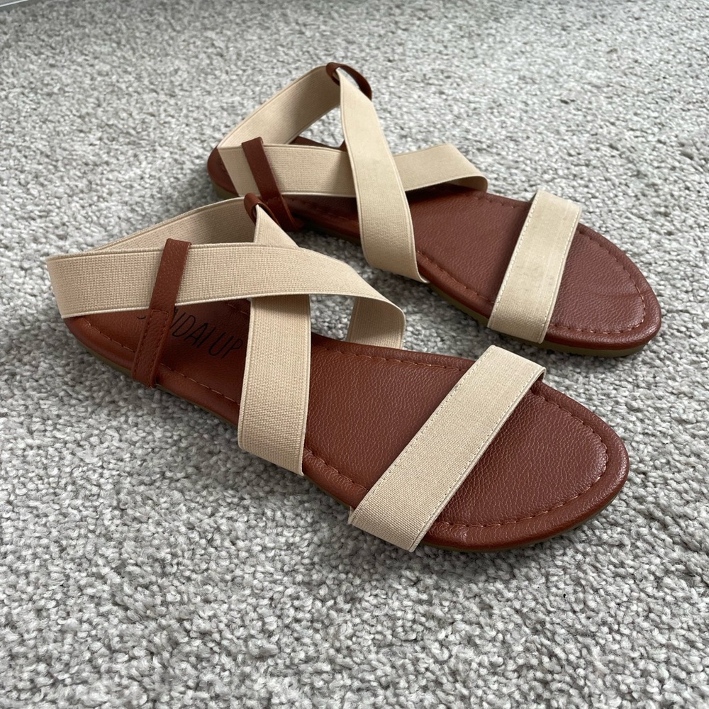 Elegant Beige and Brown Women's Sandals